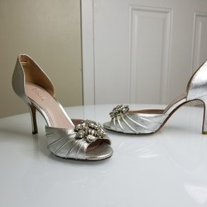 Elegant Silver Glint peep toe heel